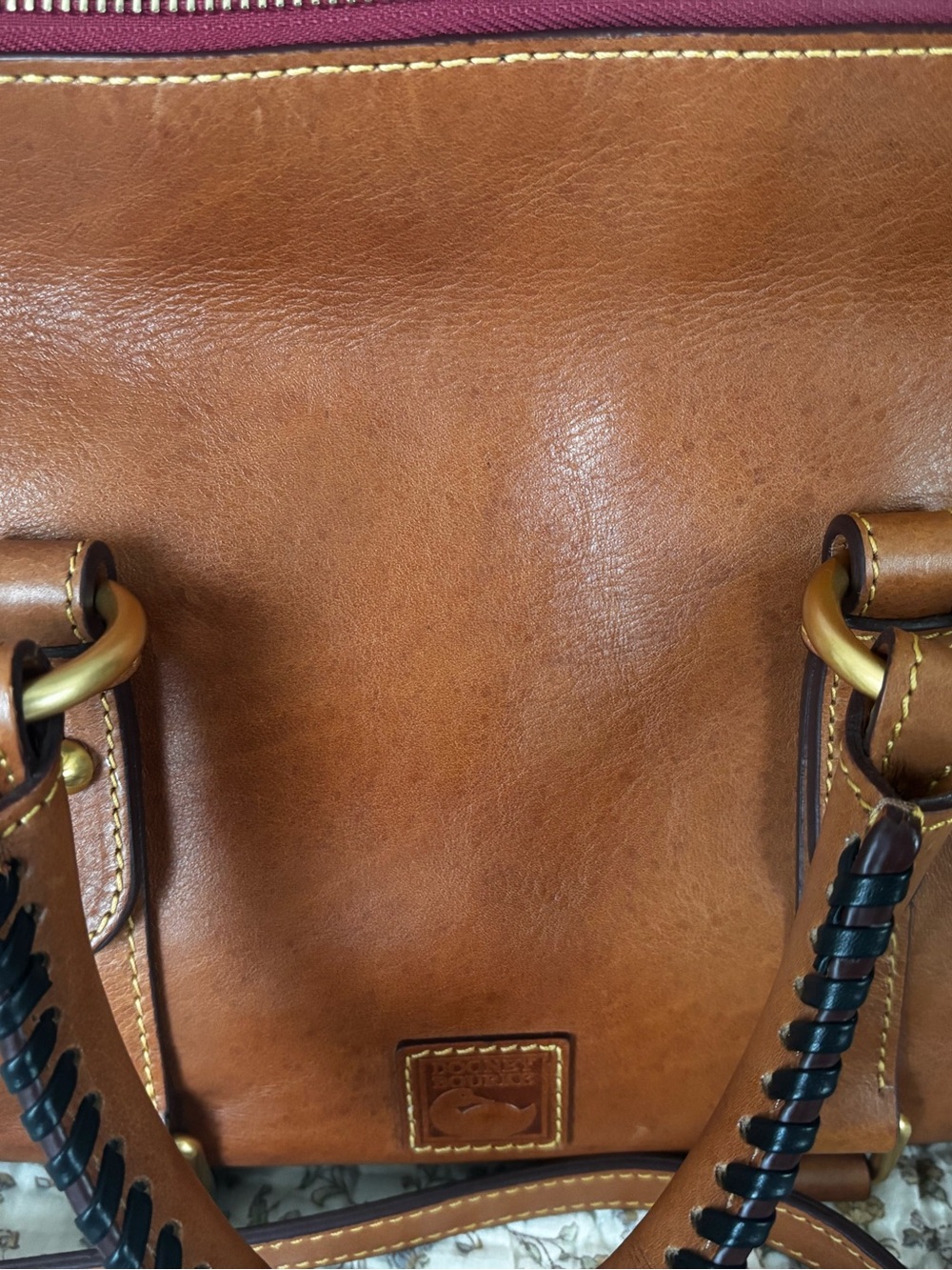 Dooney & Bourke Natural Color Vachetta Leather Satchel with Gold Hardware - Picture 13 of 16